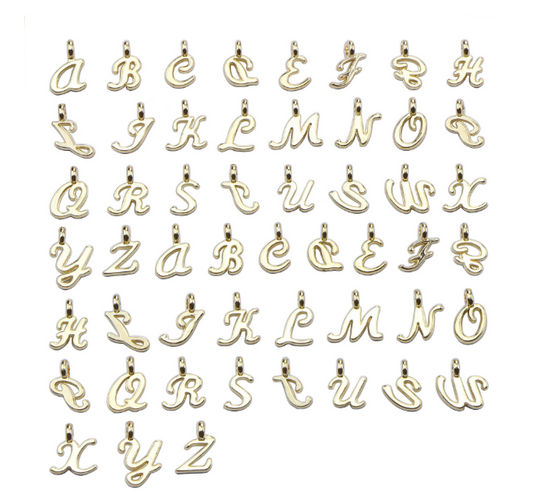 52Pcs Random Mixed Shape Ancient Letters Charms Gold 26 Letter Pendants For Diy Necklace Keychain Jewelry Gifts Making Tools