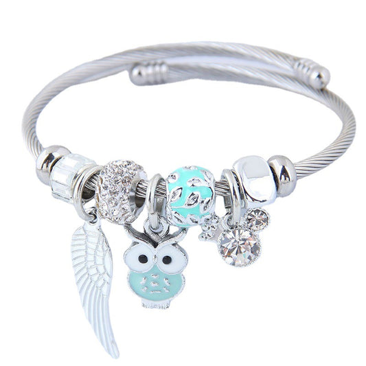 Angel Wings Pendant Stainless Steel Bracelet